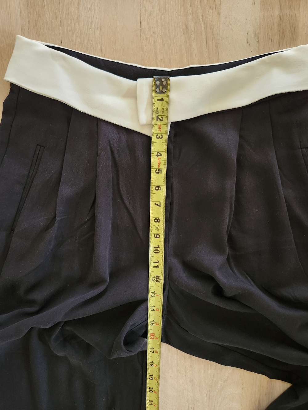 NWT Noli Womens Soho Foldover Wide Leg Black Trouser Pants Contrast Waistband 14 - Picture 11 of 13